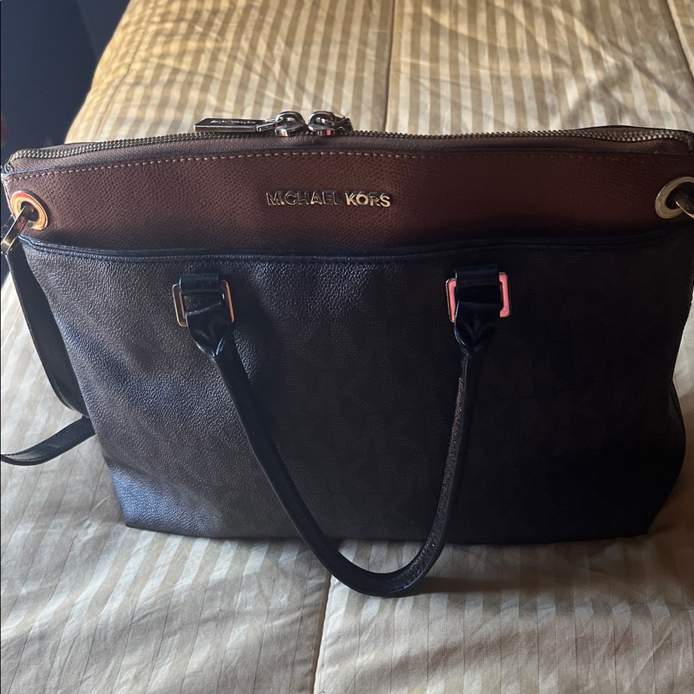 Michael Kors Black and Brown Shoulder Bag